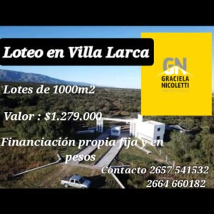 Lotes de 1000 m2 en Loteo el Arca 