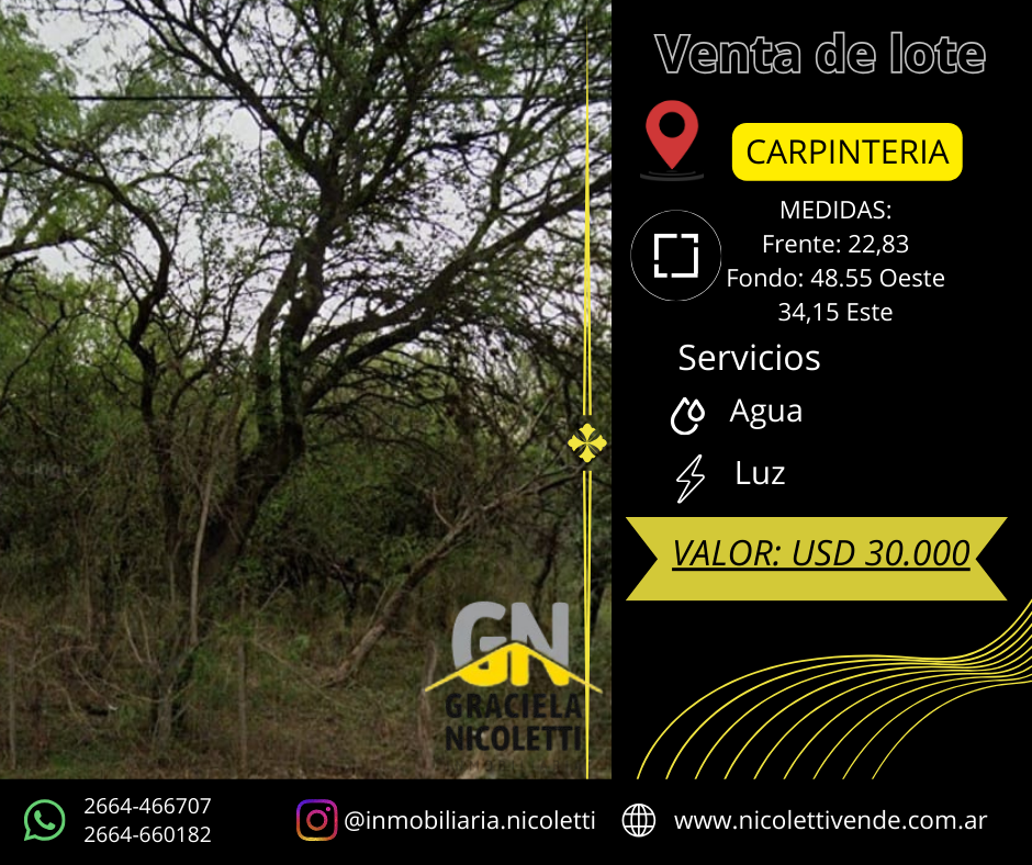 VENTA DE TERRENO, CARPINTERIA, SAN LUIS